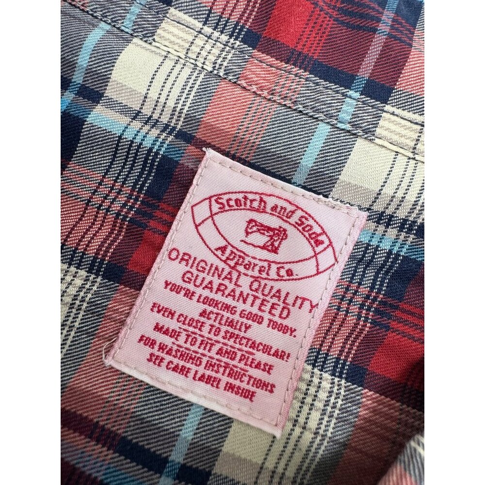 Scotch And Soda Men Shirt Lightweight Button Up Long Sleeve Plaid Large L - Picture 2 of 7